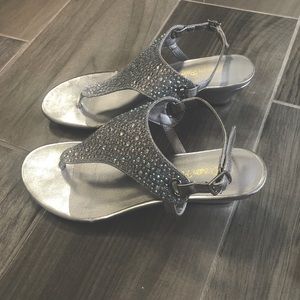 Silver bling wedge sandal